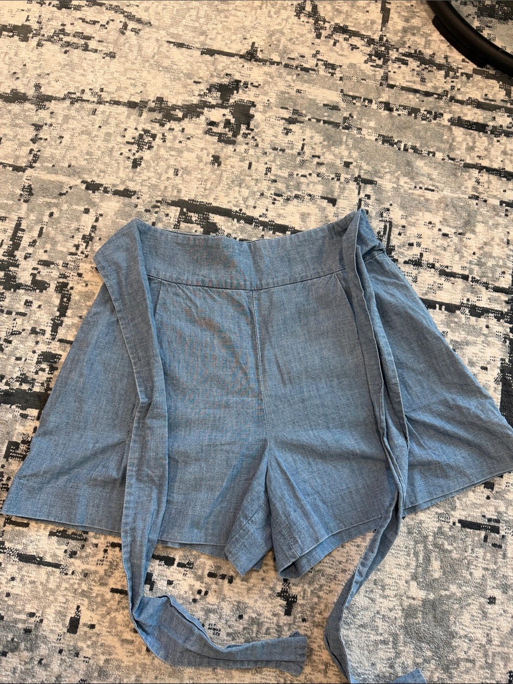 High-Waist Blue Women's Tie-Belt Shorts